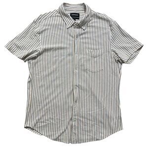 Bonobos Shirt Men’s XL White Stripe Slim Fit Knit Oxford Short Sleeve Button Up